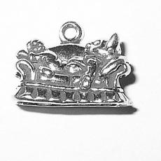 Charms. Sterling Silver, 17.5mm Width by 10.8mm Length by 12.9mm Height, Couch Potato Cat Charm. Quantity Per Pack: 1 Piece.