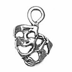 Charms. Sterling Silver, 9.7mm Width by 3.1mm Length by 14.1mm Height, Comedy Tragedy Charm. Quantity Per Pack: 1 Piece.