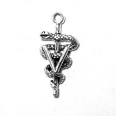 Charms. Sterling Silver, 12.3mm Width by 5.1mm Length by 24.9mm Height, Vet Symbol Charm. Quantity Per Pack: 1 Piece.