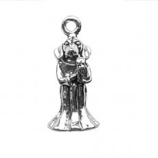 Charms. Sterling Silver, 10.4mm Width by 10.3mm Length by 22.2mm Height, Dog Angel Charm. Quantity Per Pack: 1 Piece.