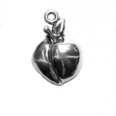 Charms. Sterling Silver, 12.7mm Width by 4.9mm Length by 18.6mm Height, Peach Charm. Quantity Per Pack: 1 Piece.