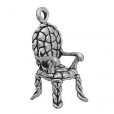 Charms. Sterling Silver, 11.4mm Width by 10.1mm Length by 22.4mm Height, Chair Charm. Quantity Per Pack: 1 Piece.