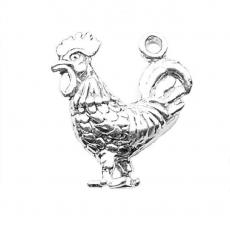 Charms. Sterling Silver, 17.1mm Width by 5.9mm Length by 19.4mm Height, Rooster Charm. Quantity Per Pack: 1 Piece.