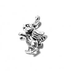 Charms. Sterling Silver, 8.4mm Width by 10.2mm Length by 15.0mm Height, Bunny Angel Charm. Quantity Per Pack: 1 Piece.