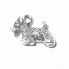 Charms. Sterling Silver, 10.3mm Width by 4.3mm Length by 7.2mm Height, Small Scottish Terrier Dog Charm. Quantity Per Pack: 1 Piece.