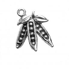 Charms. Sterling Silver, 14.7mm Width by 5.0mm Length by 18.7mm Height, Peas Charm. Quantity Per Pack: 1 Piece.