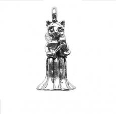 Charms. Sterling Silver, 10.1mm Width by 10.4mm Length by 22.1mm Height, Cat Angel Charm. Quantity Per Pack: 1 Piece.