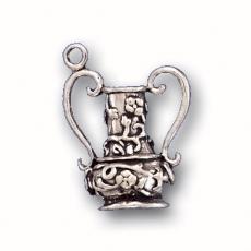 Charms. Sterling Silver, 15.8mm Width by 10.9mm Length by 20.5mm Height, Vase Charm. Quantity Per Pack: 1 Piece.