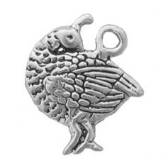 Charms. Sterling Silver, 14.6mm Width by 2.8mm Length by 16.9mm Height, Quail Charm. Quantity Per Pack: 1 Piece.