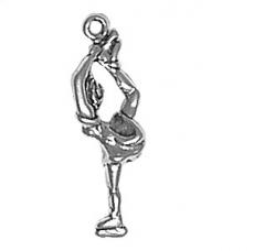 Charms. Sterling Silver, 7.3mm Width by 5.2mm Length by 22.9mm Height, Figure Skater Charm. Quantity Per Pack: 1 Piece.