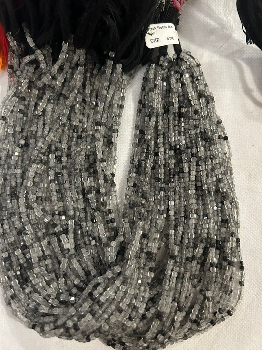 Black rutile Faceted Box Beads Faceted Box, Box Faceted