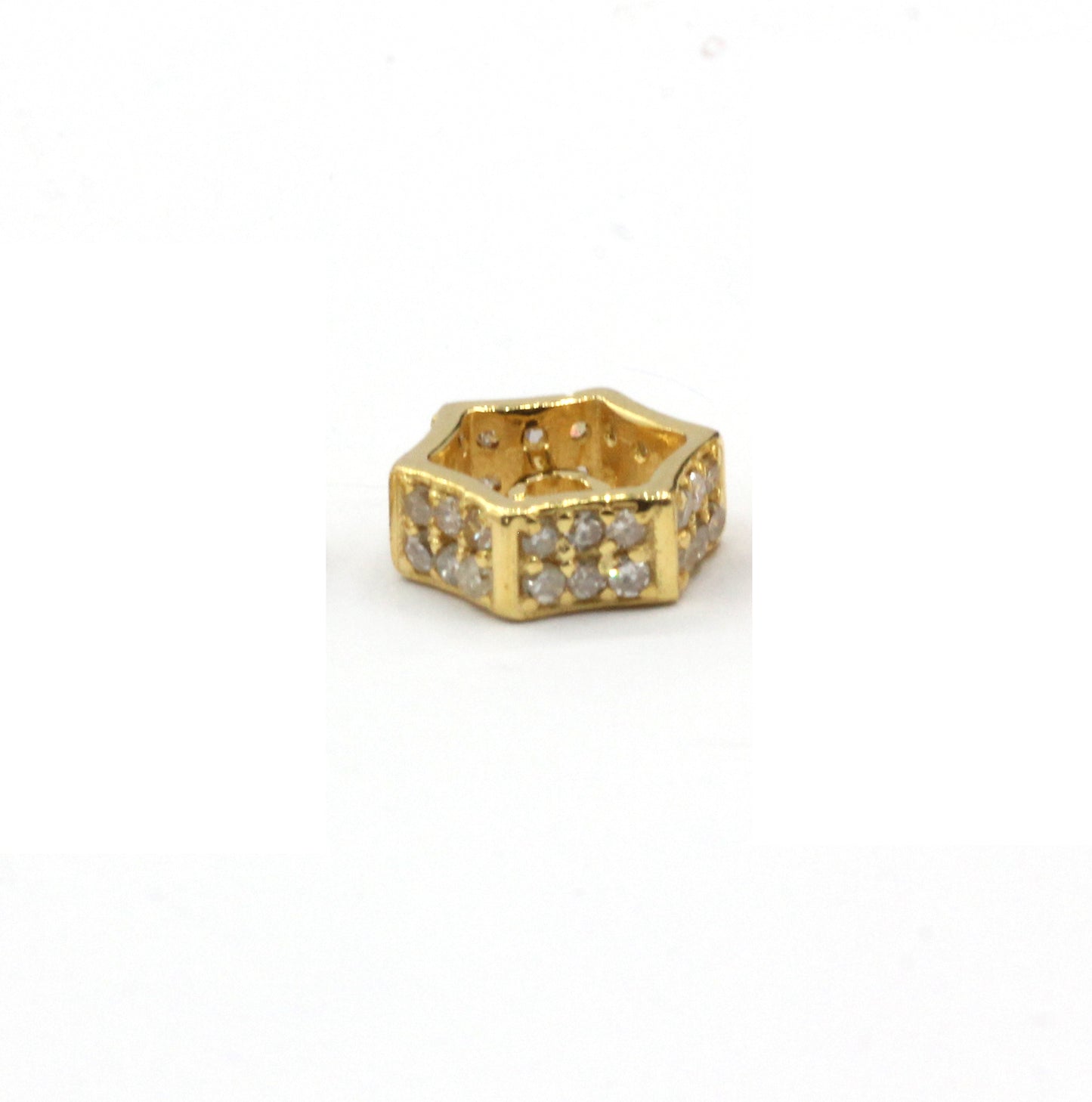 14K Gold 8 mm Tyre Pave Diamond Bead .14K Gold Diamond Beads Tyre, Genuine handmade pave diamond Beads.