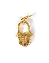 Load image into Gallery viewer, Hamsa Hand 14k Solid Gold Diamond Pendants. Genuine handmade pave diamond Pendant.14k Solid Gold Diamond Pendants.
