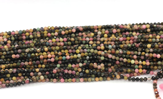 Multi Tourmaline Beads Faceted Round, Round Faceted