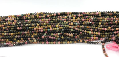 Multi Tourmaline Beads Faceted Round, Round Faceted