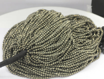 Pyrite Beads Faceted Round, Round Faceted