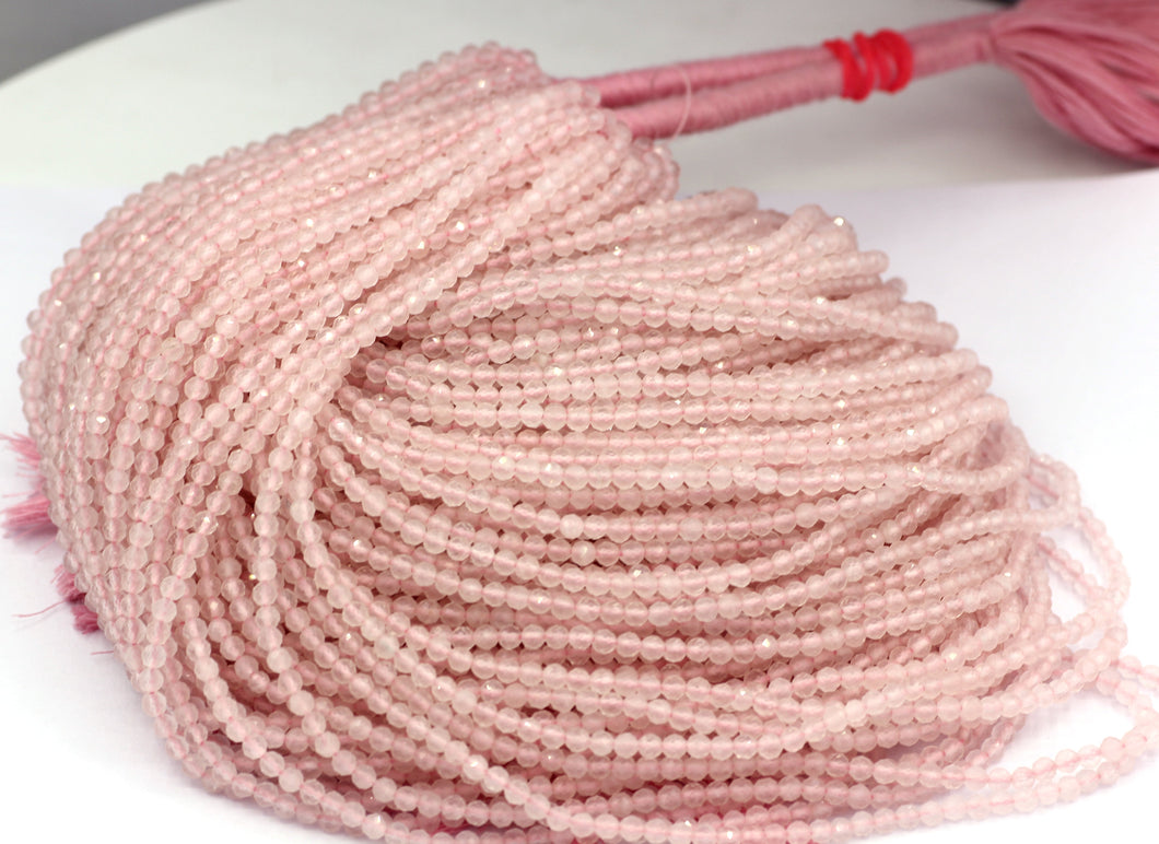 Rose quartz Beads Faceted Round, Round Faceted