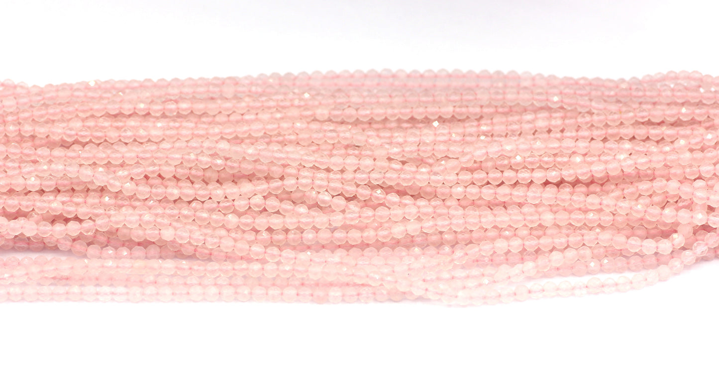 Rose quartz Beads Faceted Round, Round Faceted