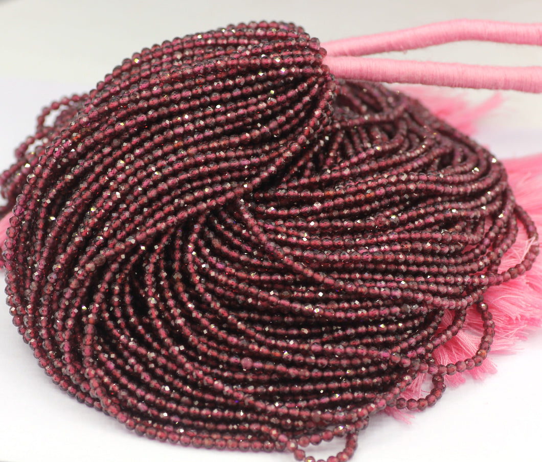 Garnet Beads Faceted Round, Round Faceted