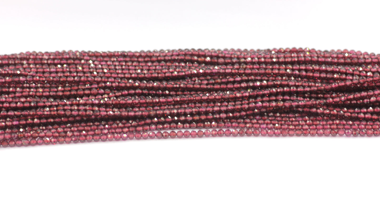 Garnet Beads Faceted Round, Round Faceted