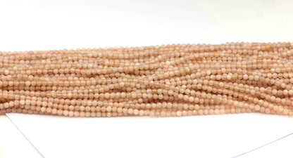 Peach Moonstone Beads Faceted Round, Round Faceted
