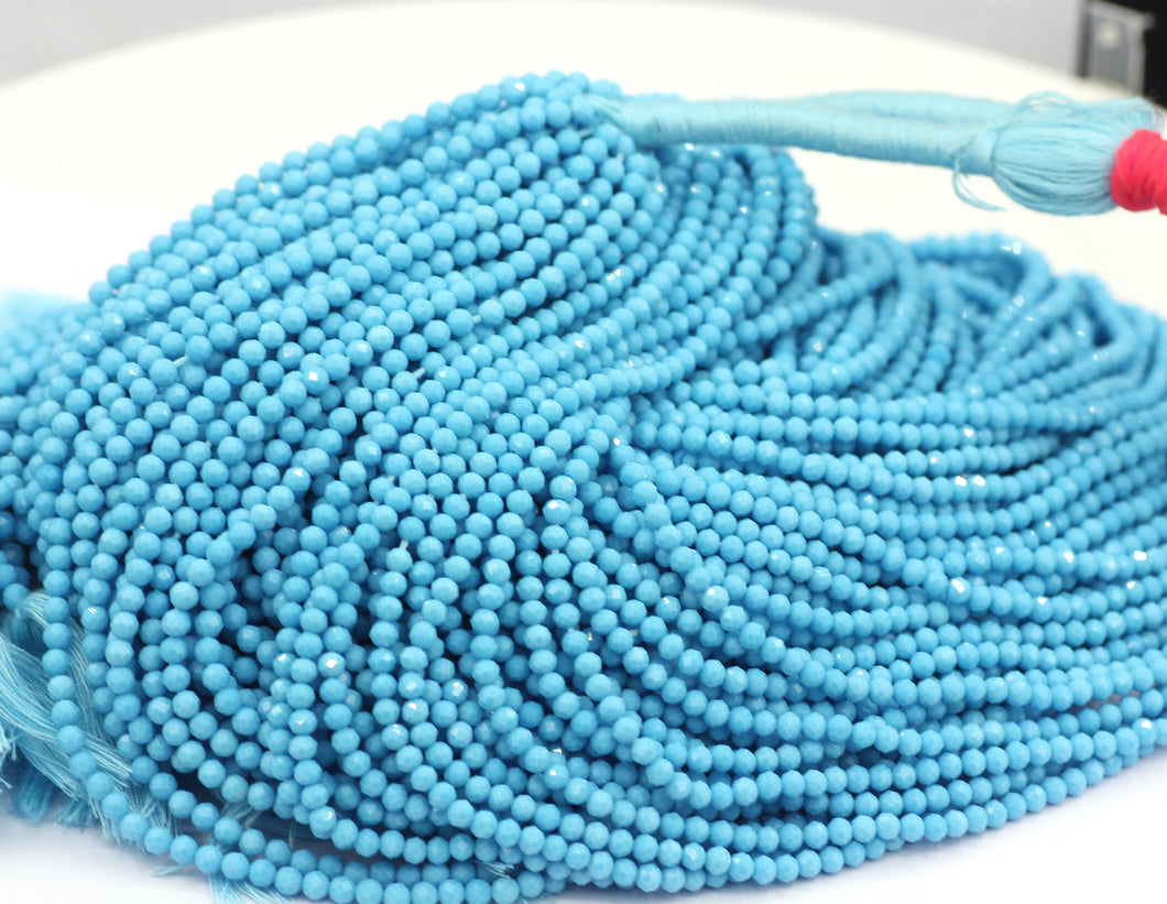 Turquoise Beads Faceted Round, Round Faceted