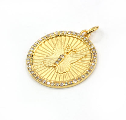 Butterfly 14k Solid Gold Diamond Pendants.. Genuine handmade pave diamond Pendant.14k Solid Gold Diamond Pendants.