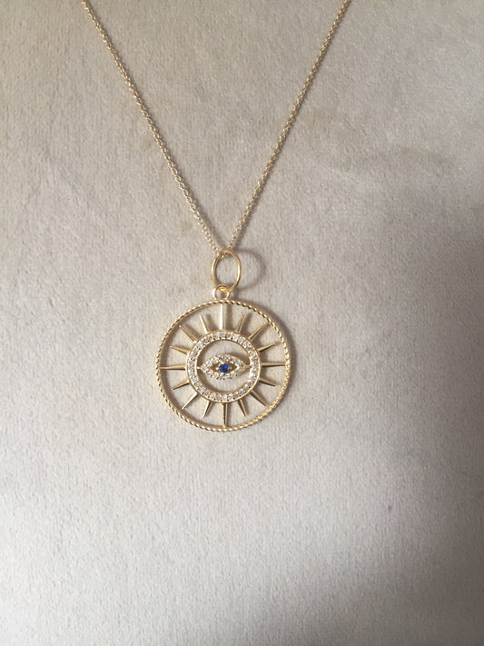 Round Shape 14k Solid Gold Diamond Pendants