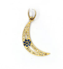 Load image into Gallery viewer, Crescent Moon Shape 14k Solid Gold Diamond Pendants. Genuine handmade pave diamond Pendant.14k Solid Gold Diamond Pendants.
