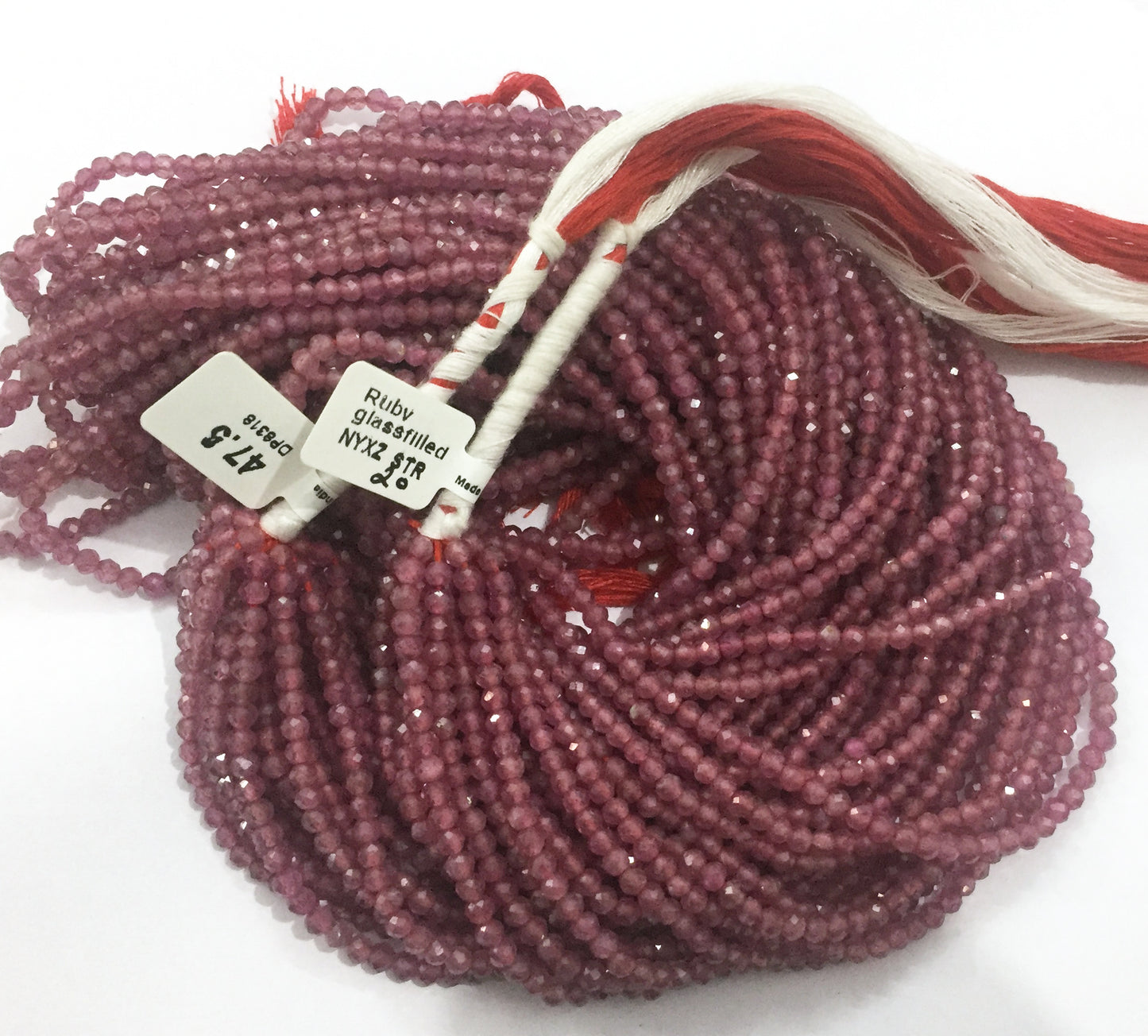 Ruby Glassfilled Beads Faceted Round, Natural Ruby Beads Faceted Round, Sharp Microcut, Ruby Round 3mm 4mm faceted
