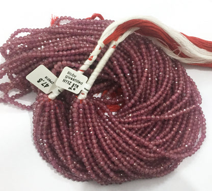 Ruby Glassfilled Beads Faceted Round, Natural Ruby Beads Faceted Round, Sharp Microcut, Ruby Round 3mm 4mm faceted