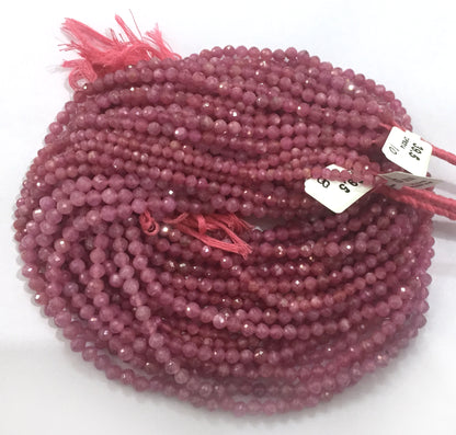 Pink Sapphire Beads Faceted Round, Natural Pink Sapphire Beads Faceted Round, Sharp Microcut, Pink Sapphire Round 3mm 4mm faceted