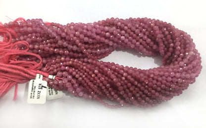 Pink Sapphire Beads Faceted Round, Natural Pink Sapphire Beads Faceted Round, Sharp Microcut, Pink Sapphire Round 3mm 4mm faceted