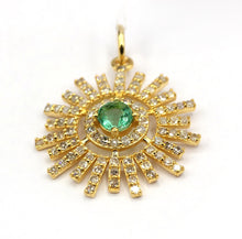 Load image into Gallery viewer, Sunburst Shape 14k Solid Gold Diamond Pendants. Genuine handmade pave diamond Pendant.14k Solid Gold Diamond Pendants.
