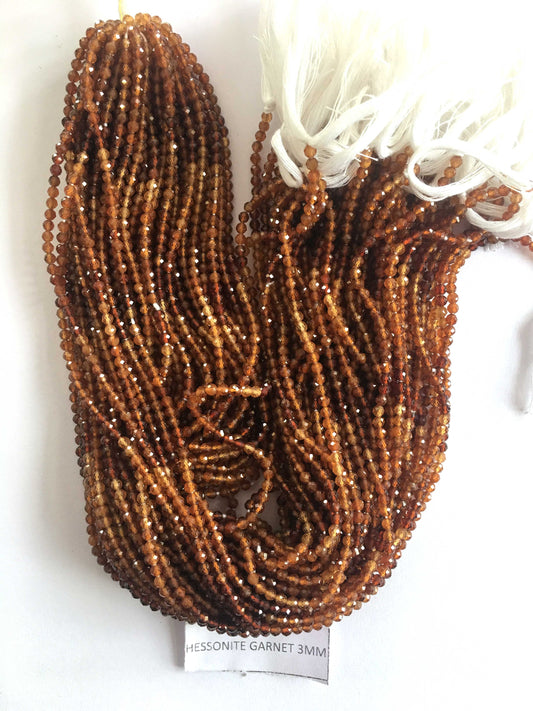 Hessonite Garnet Rondelle Beads 13 Inch Strand ,Hessonite Garnet Faceted Rondelle Beads , 3 mm