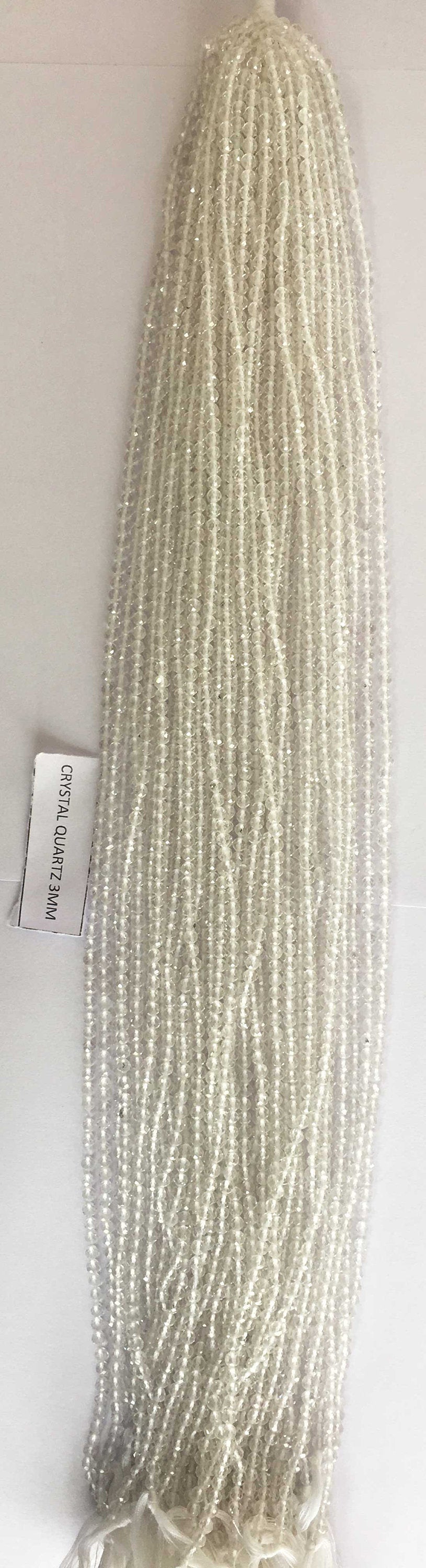 Crystal Quartz Rondelle Beads 13 Inch Strand ,Crystal Quartz Faceted Rondelle Beads , 3 mm