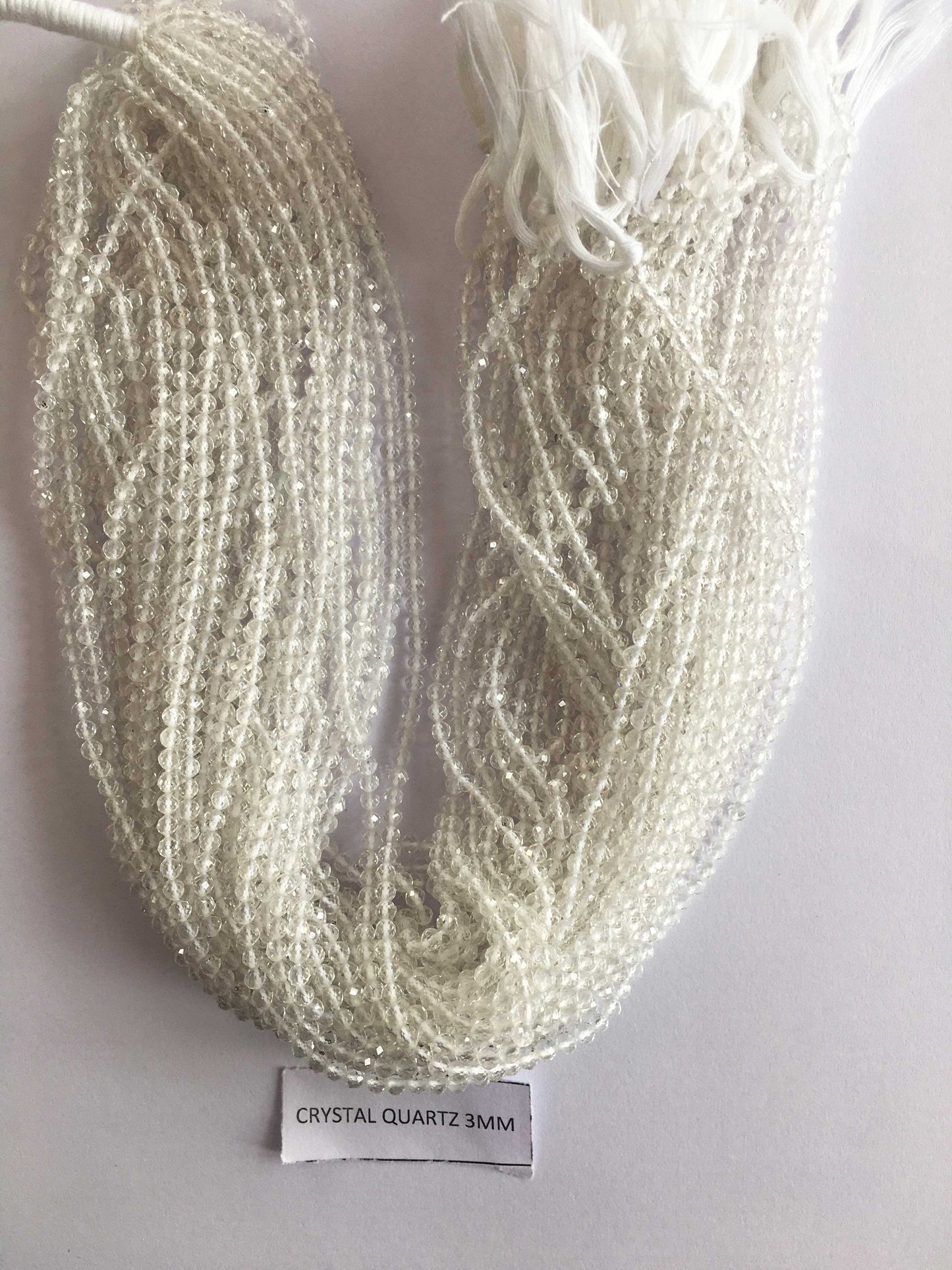 Crystal Quartz Rondelle Beads 13 Inch Strand ,Crystal Quartz Faceted Rondelle Beads , 3 mm
