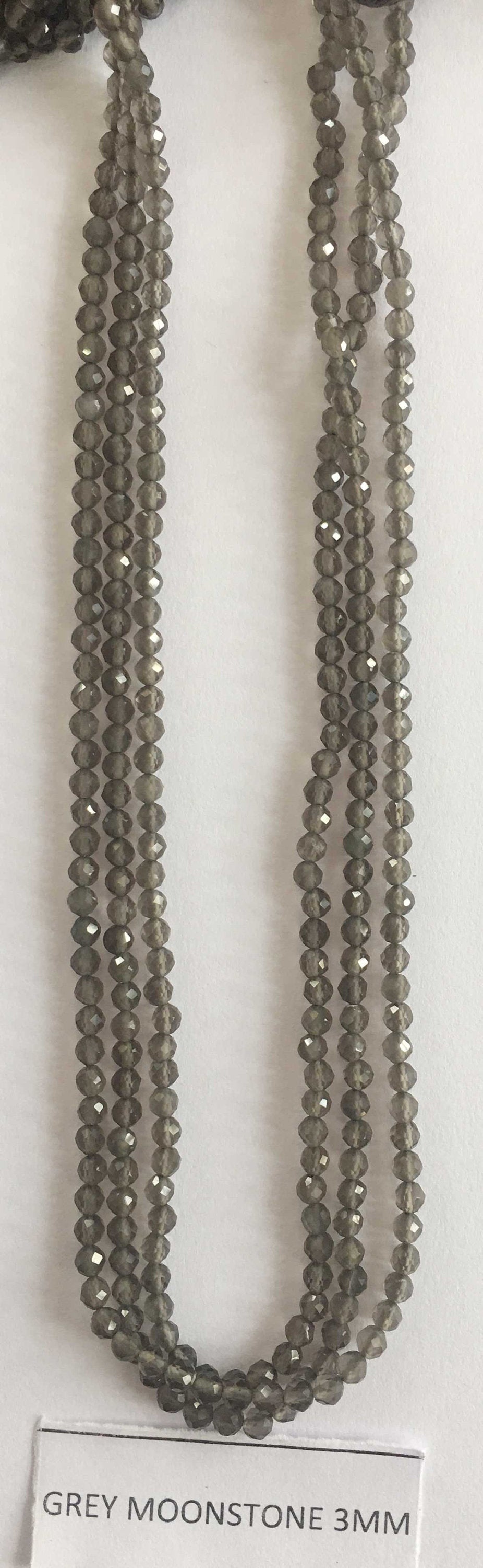Grey Moon Stone Rondelle Beads 13 Inch Strand ,Grey Moon Stone Faceted Rondelle Beads , 3 mm