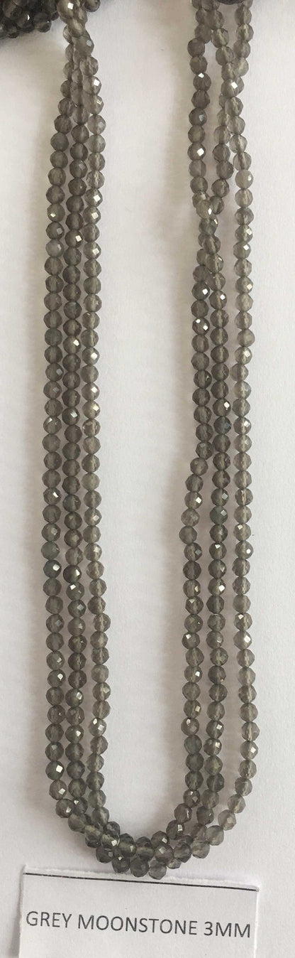 Grey Moon Stone Rondelle Beads 13 Inch Strand ,Grey Moon Stone Faceted Rondelle Beads , 3 mm