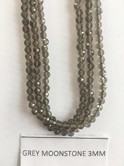 Grey Moon Stone Rondelle Beads 13 Inch Strand ,Grey Moon Stone Faceted Rondelle Beads , 3 mm