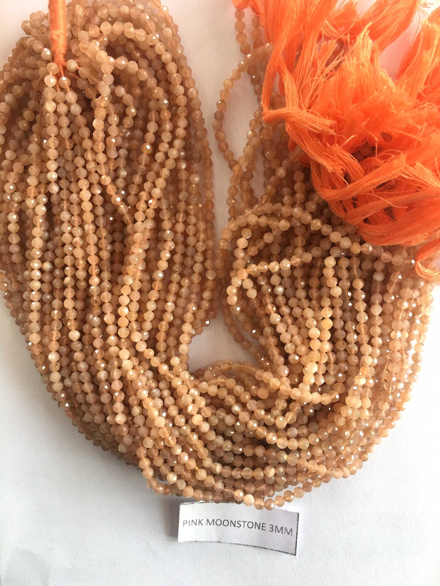 Pink MoonStone  Rondelle Beads 13 Inch Strand ,Pink MoonStone Faceted Rondelle Beads , 3 mm