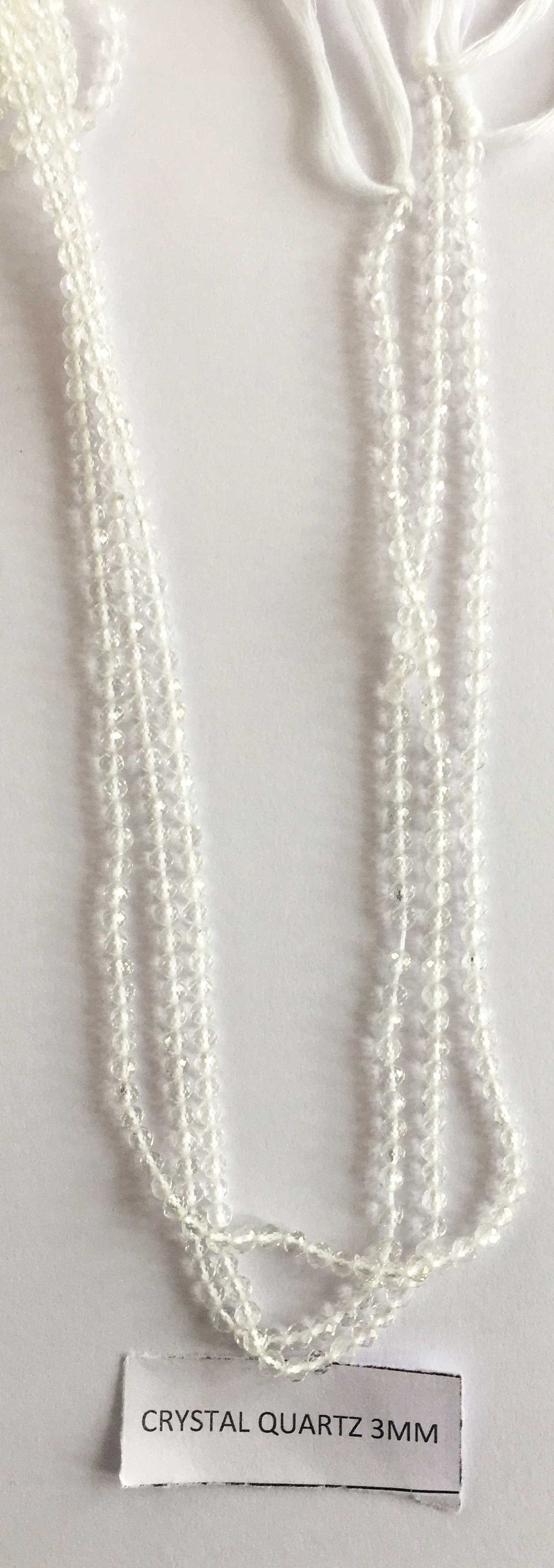 Crystal Quartz Rondelle Beads 13 Inch Strand ,Crystal Quartz Faceted Rondelle Beads , 3 mm