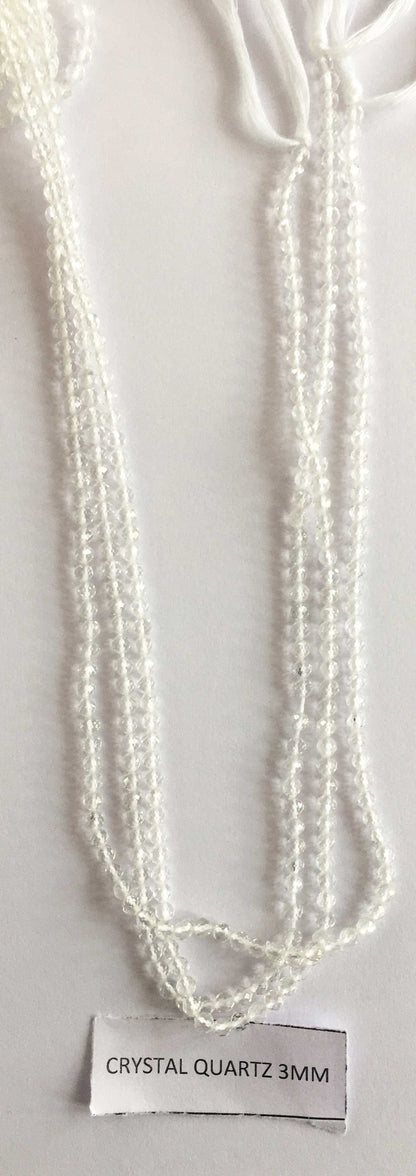 Crystal Quartz Rondelle Beads 13 Inch Strand ,Crystal Quartz Faceted Rondelle Beads , 3 mm