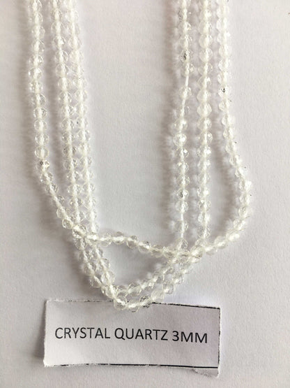 Crystal Quartz Rondelle Beads 13 Inch Strand ,Crystal Quartz Faceted Rondelle Beads , 3 mm