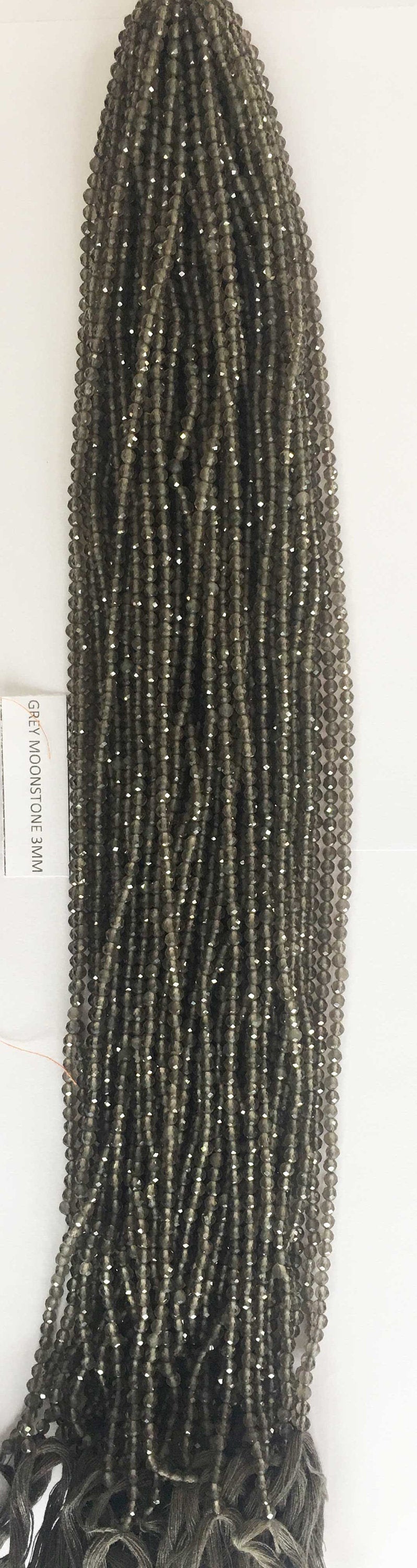 Grey Moon Stone Rondelle Beads 13 Inch Strand ,Grey Moon Stone Faceted Rondelle Beads , 3 mm