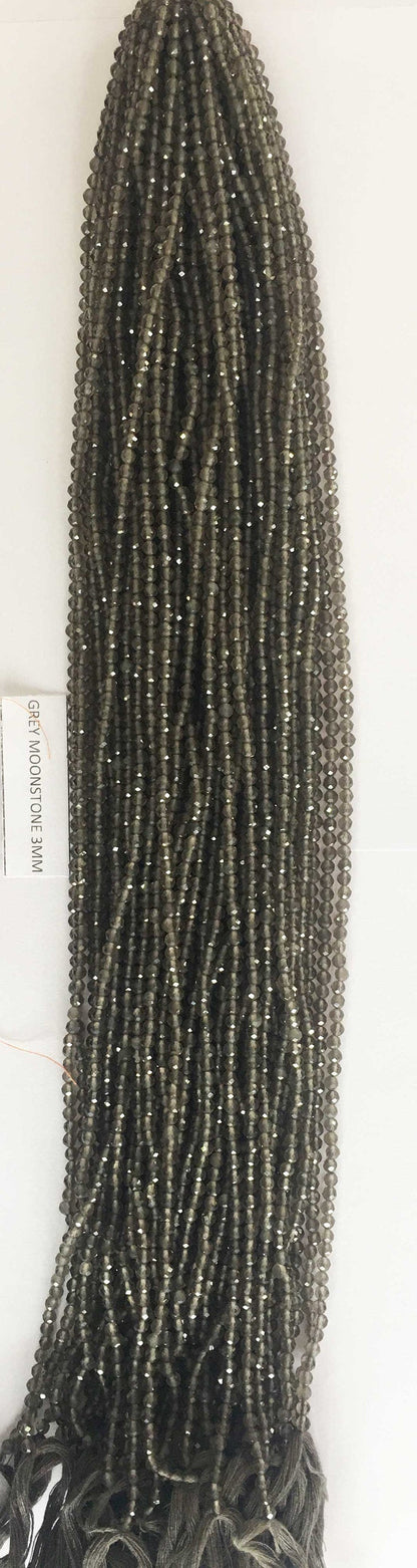 Grey Moon Stone Rondelle Beads 13 Inch Strand ,Grey Moon Stone Faceted Rondelle Beads , 3 mm