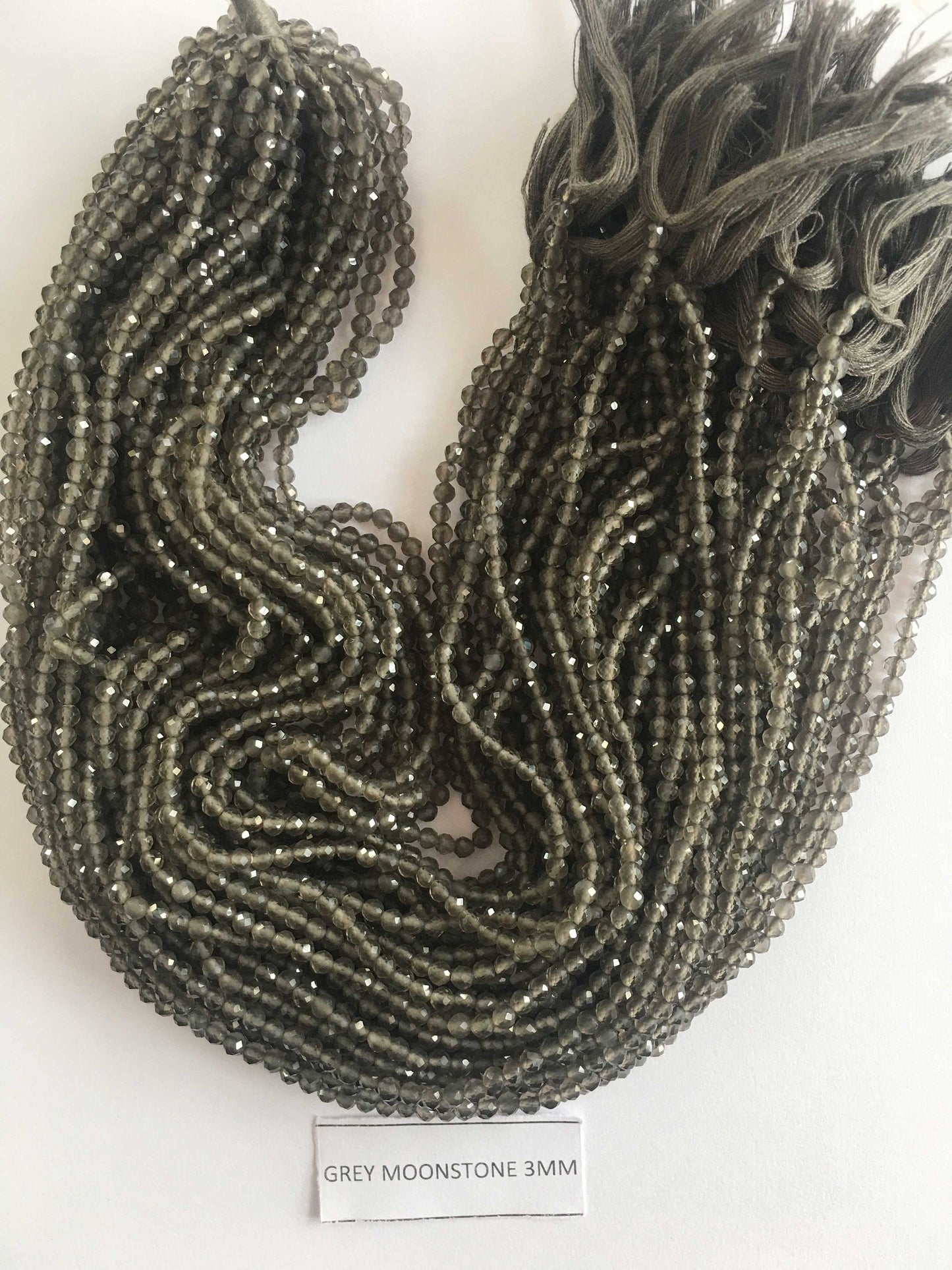 Grey Moon Stone Rondelle Beads 13 Inch Strand ,Grey Moon Stone Faceted Rondelle Beads , 3 mm