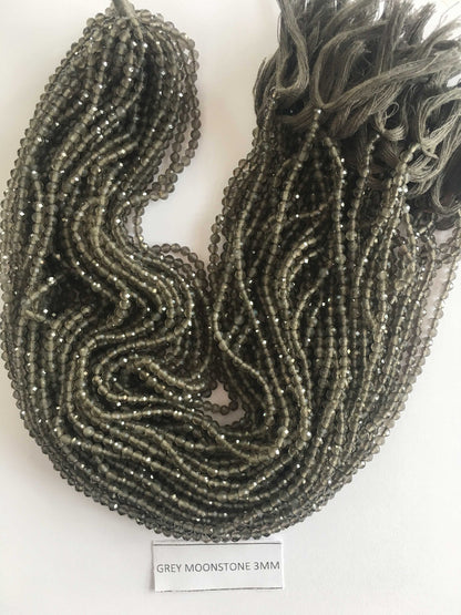Grey Moon Stone Rondelle Beads 13 Inch Strand ,Grey Moon Stone Faceted Rondelle Beads , 3 mm