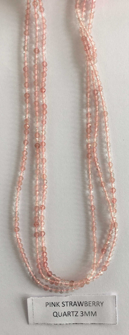 Pink Straw Berry Stone Rondelle Beads 13 Inch Strand ,Pink Straw Berry Faceted Rondelle Beads , 3 mm
