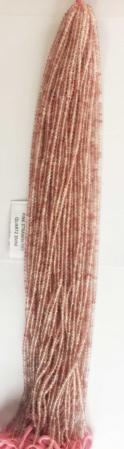 Pink Straw Berry Stone Rondelle Beads 13 Inch Strand ,Pink Straw Berry Faceted Rondelle Beads , 3 mm